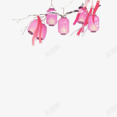 粉色灯笼png免抠素材_新图网 https://ixintu.com 图案设计 挂在树枝上的灯笼 挂着的灯笼 红色灯笼