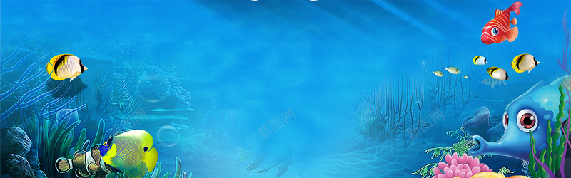 蓝色唯美海洋馆生物鱼群背景背景