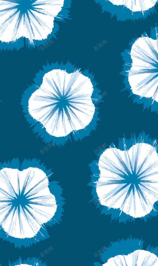 蓝色纯色白色花朵彩绘jpg设计背景_新图网 https://ixintu.com 彩绘 白色 花朵 蓝色