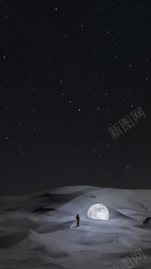 夜晚月亮星球手机端H5背景背景