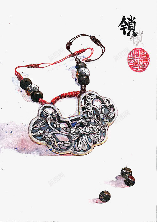 古代铜锁psd免抠素材_新图网 https://ixintu.com 中国风 传统 手绘 锁