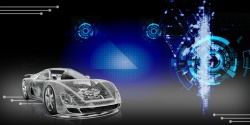 未来汽车蓝色科技风汽车展背景模板高清图片