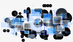 蓝色科幻圆圈方框装饰图案矢量图素材