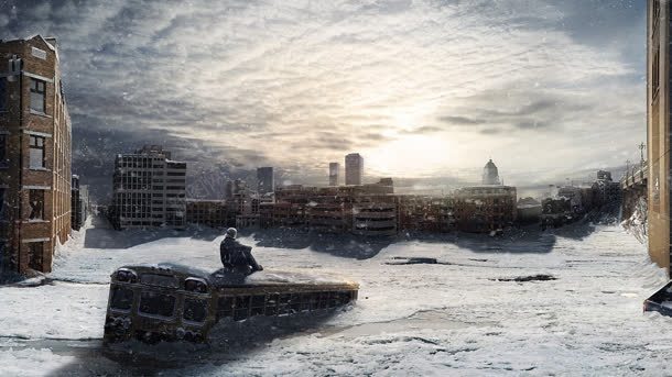 蓝天白云雪景楼房jpg设计背景_新图网 https://ixintu.com 楼房 白云 蓝天 雪景