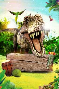 夏季旅游恐龙乐园海报背景