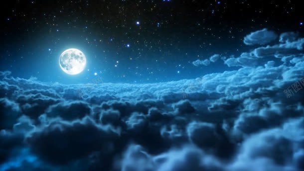 云层上的明亮月亮海报背景背景