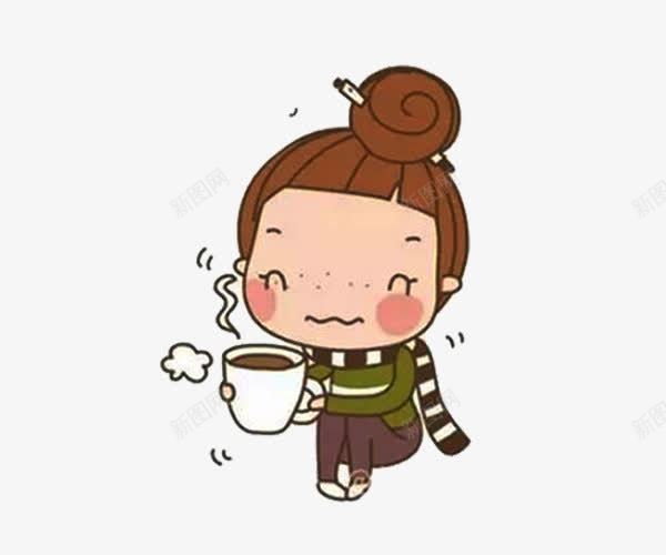 美女喝茶卡通png免抠素材_新图网 https://ixintu.com 卡通 卡通女孩 美女喝茶 茶水