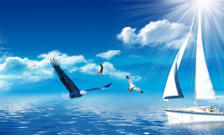 平静海面企业文化领航未来蓝色背景高清图片