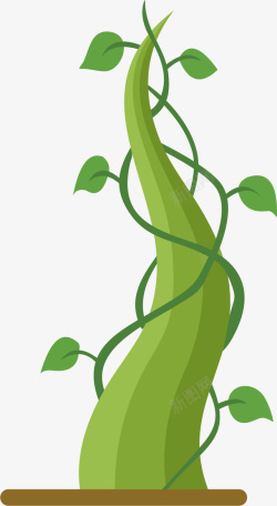 矢量豆茎绿叶卡通生长豆茎矢量图高清图片