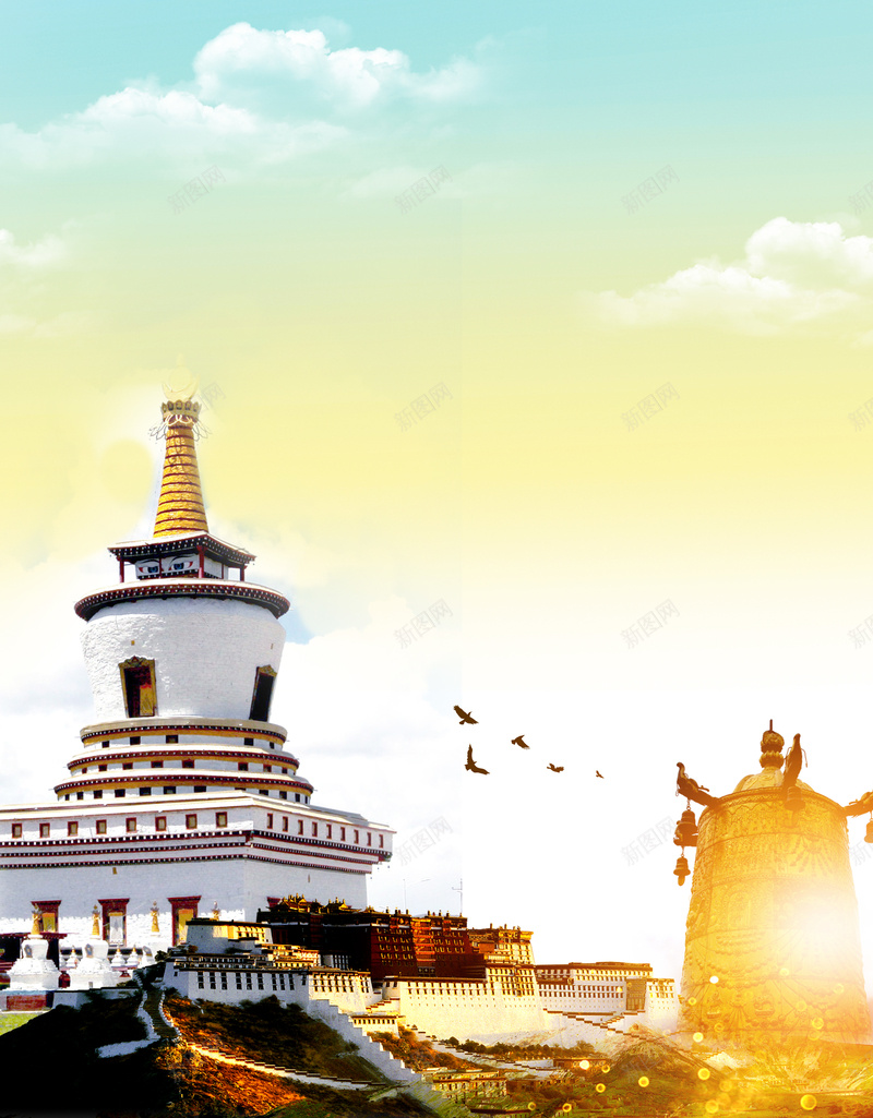 简约西藏之旅海报psd设计背景_新图网 https://ixintu.com 中华人民共和国西藏自治区 中国西藏 印象西藏 天空 建筑 拉萨旅游 藏族文化 西藏文化 西藏旅游 西藏旅行 魅力西藏