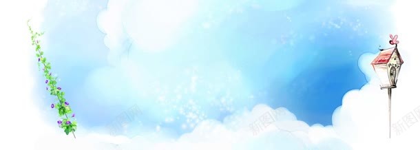 卡通清新唯美背景bannerjpg设计背景_新图网 https://ixintu.com banner 卡通 唯美 清新 牵牛花 背景 藤蔓