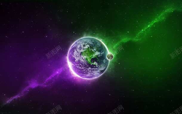 绿色紫色星球地球球体jpg设计背景_新图网 https://ixintu.com 地球 星球 球体 紫色 绿色