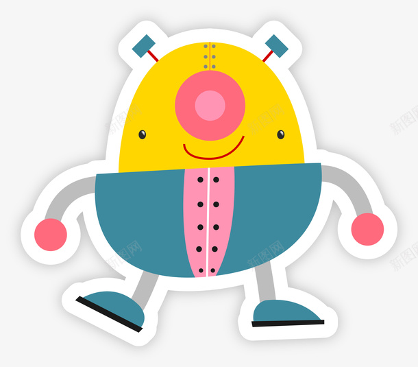 可爱彩色儿童机器人贴纸png免抠素材_新图网 https://ixintu.com 乖巧 儿童 可爱 机器人 玩具 矢量图案 贴纸