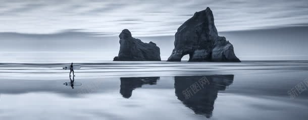 黑白沙滩海岛矢量背景背景