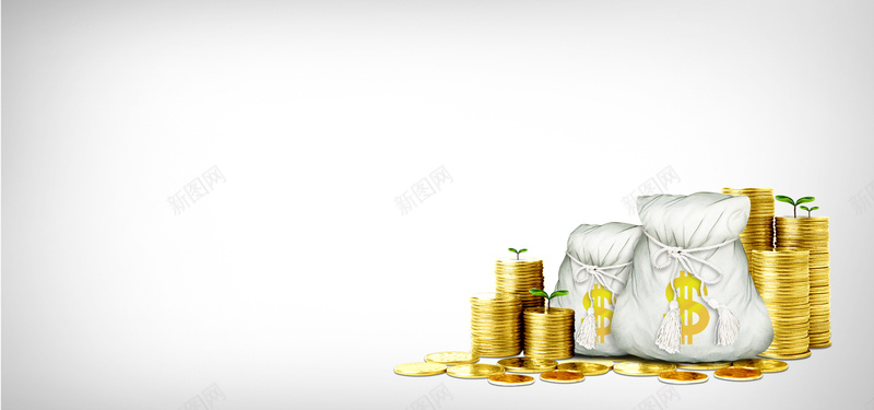 堆积的金币和钱袋psd设计背景_新图网 https://ixintu.com 商务 堆积的金币和钱袋 投资 海报banner 科幻 科技 金融 银行