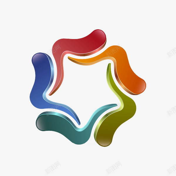 五色旋转logo图标png_新图网 https://ixintu.com 光泽 几何 图腾 金属