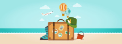 飞机海报夏天度假旅行箱插画矢量图高清图片