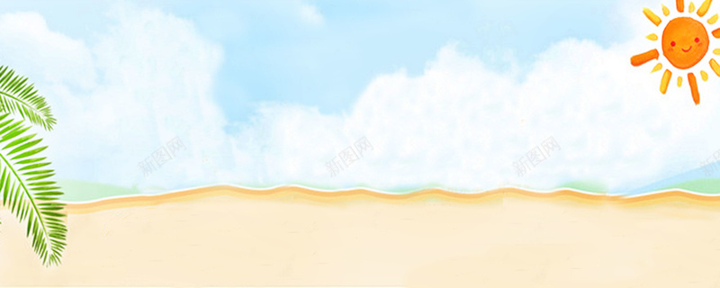 夏日沙滩漫画景色背景
