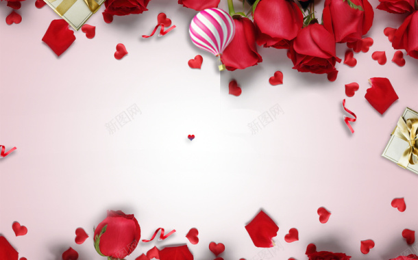 浪漫玫瑰花礼物促销海报背景背景