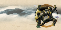 太极宗师武术雕塑太极拳养生招生海报背景高清图片
