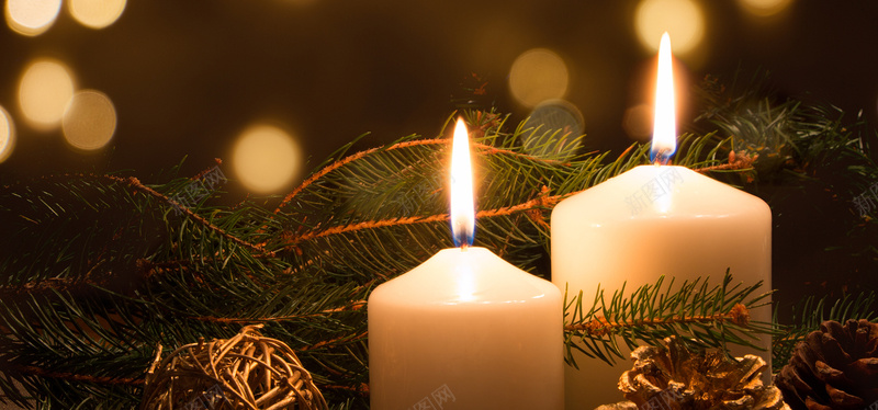 圣诞节日期蜡烛背景摄影图片
