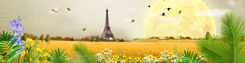 植物巴黎铁塔背景psd_新图网 https://ixintu.com 巴黎 摄影 植物 海报banner 铁塔 风景