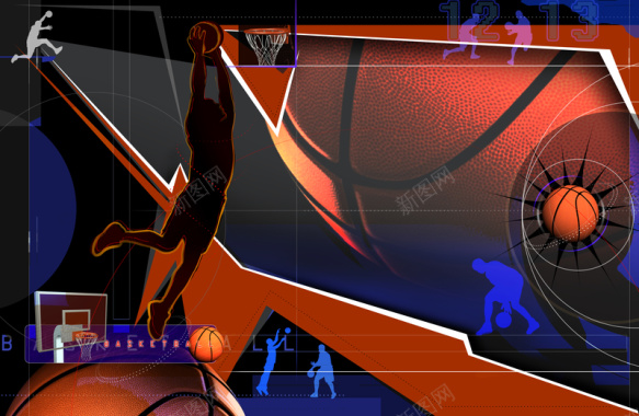 激情篮球主题海报背景背景