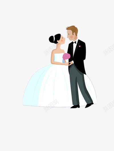 婚礼卡通情侣png免抠素材_新图网 https://ixintu.com 婚礼 婚纱 情侣 我们结婚吧 捧花 新郎新娘 结婚