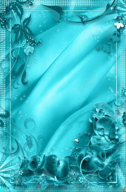 画框与丝绸图片蓝色丝绸水钻画框背景高清图片
