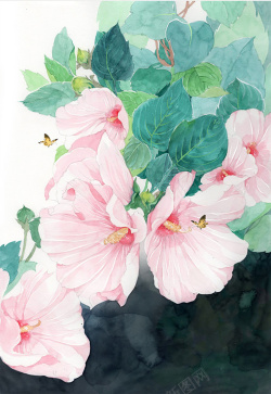 桃花ppt水彩桃花ppt海报背景图高清图片