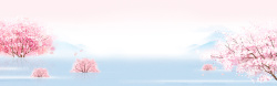 樱花节促销春天中国风粉色蓝色电商海报背景高清图片