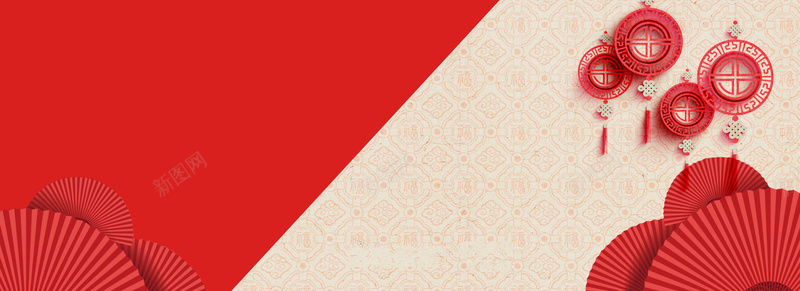 天猫年货节中国风大气时尚红色女装海报背景背景