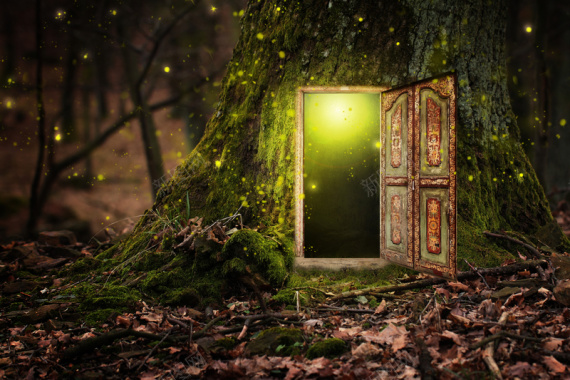 魔幻森林童话门框背景背景