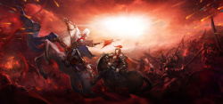 骑马游戏梦幻红色游戏战争场景背景高清图片