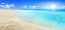 夏天海边度假游泳唯美海洋海滩风光海报背景高清图片