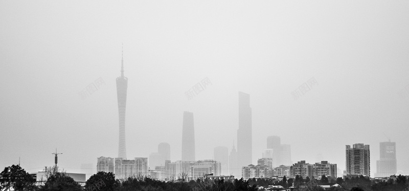 黑白广州塔摄影图片