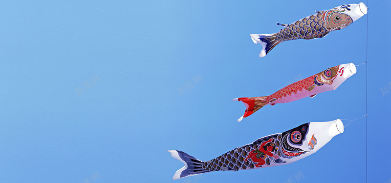 传统名点日系清新文艺天空鲤鱼旗背景摄影图片