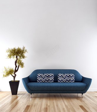 蓝色沙发效果海报背景背景