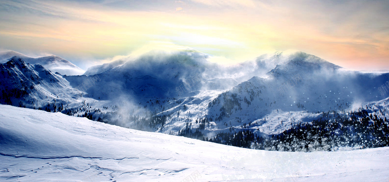 雪山风景背景摄影图片