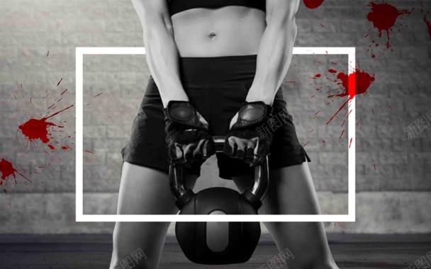 健身女神马甲线海报背景模板背景