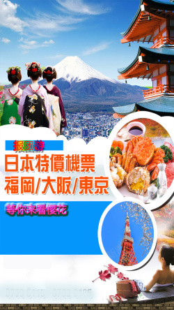 美丽东京国外旅游H5海报高清图片
