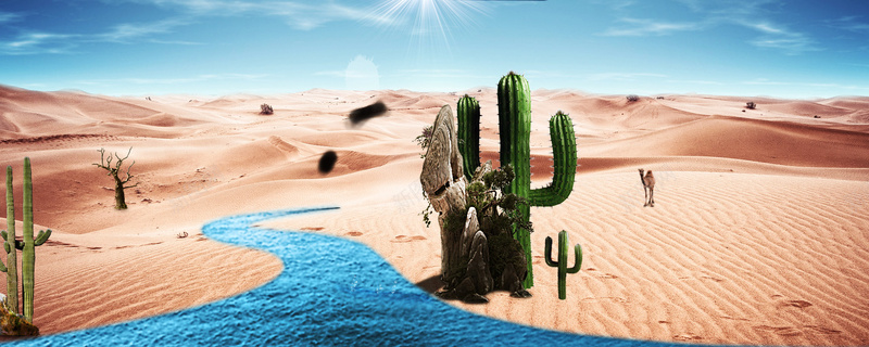 沙漠banner背景摄影图片