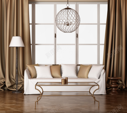 复古怀旧客厅沙发窗帘背景背景