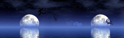 七星伴月月伴深蓝色背景banner高清图片