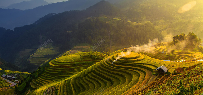 梯田风光背景jpg_新图网 https://ixintu.com 乡村 摄影 梯田 海报banner 田地 自然风光 风景