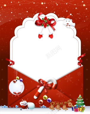 矢量红色卡通圣诞节欧式信封背景背景