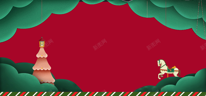 圣诞节简约剪纸风卡通bannerpsd设计背景_新图网 https://ixintu.com 剪纸风 卡通 圣诞树 圣诞节 小马 清新 简约 红色 绿色