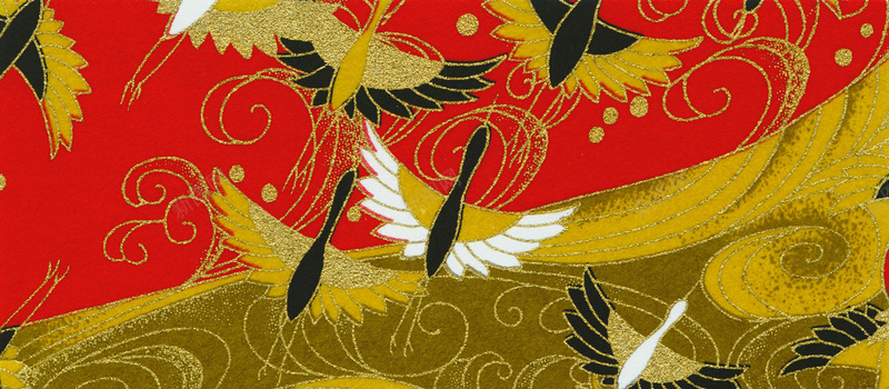 红黄日式和风仙鹤背景背景