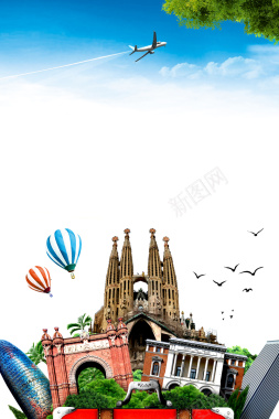 西班牙马德里环球旅游海报背景背景