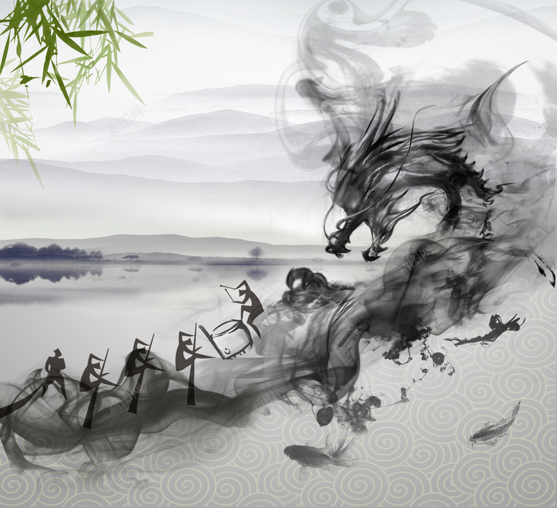 端午节水墨山水龙背景背景图片免费下载 素材0zvqggvpu 新图网
